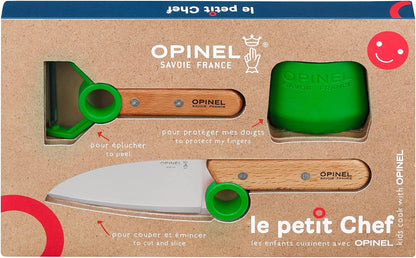 Le Petit Chef Complete 3 Piece Kitchen Set, Chef Knife with Rounded Tip, Fingers Guard, Peeler, For Children and Teaching Food Prep and Kitchen Safety, Made in France