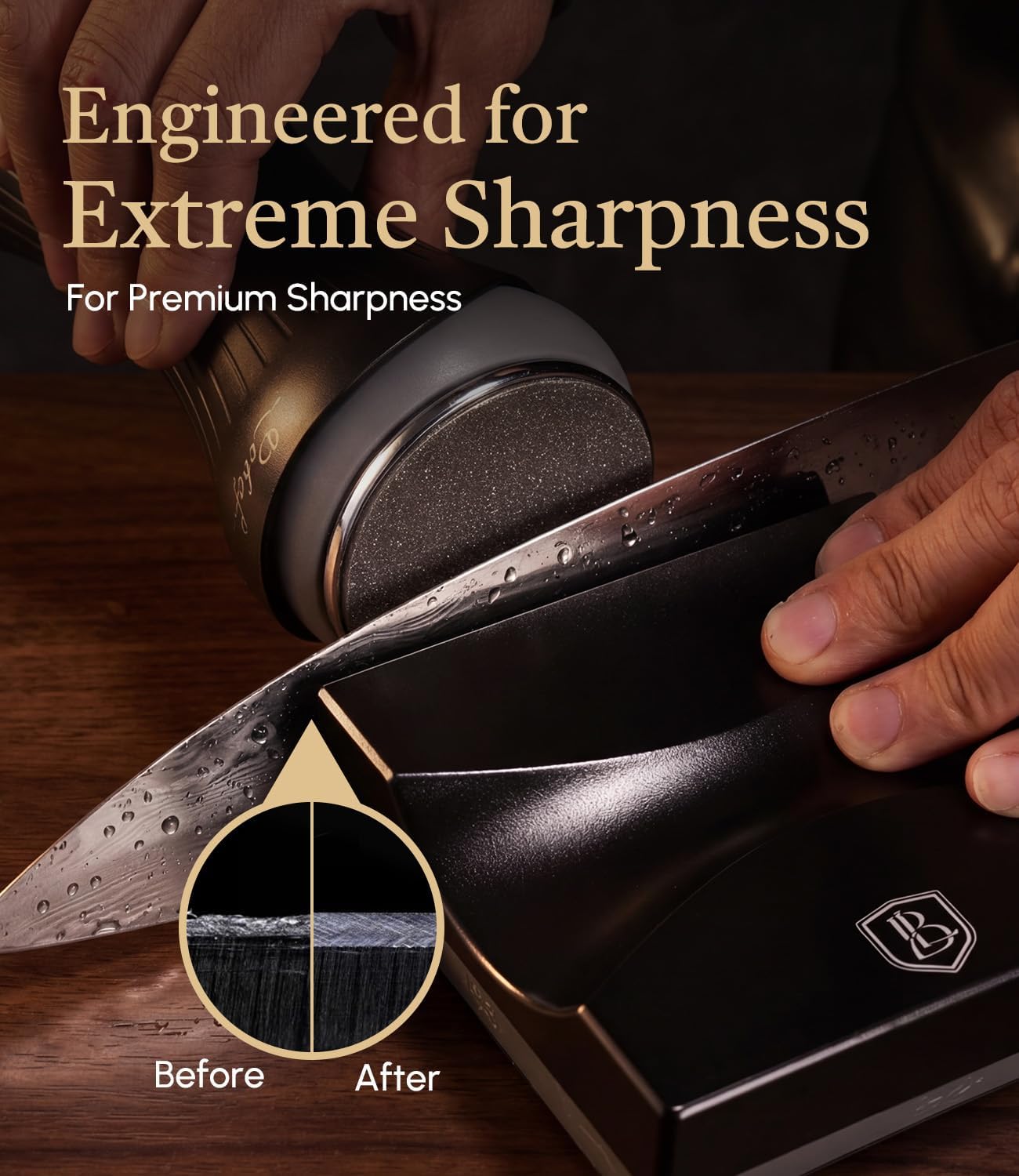 Rolling Knife Sharpener with Diamond Disc, Magnetic Base with 4 Sharpening Angles, Aluminum Alloy Body, Anti-Slip