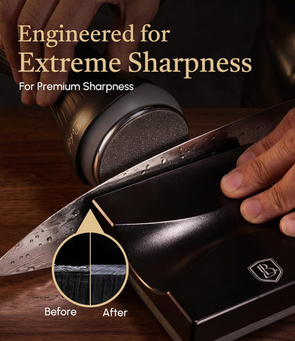 Rolling Knife Sharpener with Diamond Disc, Magnetic Base with 4 Sharpening Angles, Aluminum Alloy Body, Anti-Slip