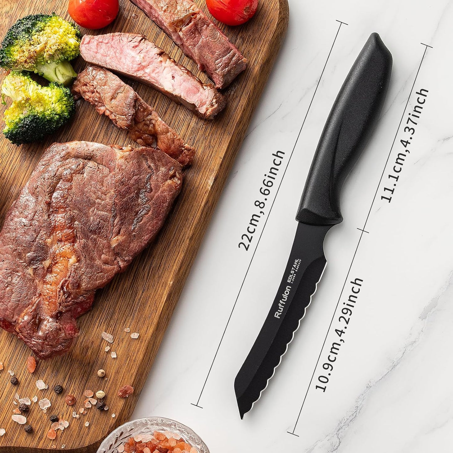 Steak Knives,4 Pieces Steak Knife Set,Sharp Serrated Kitchen Knife,Stainless Steel Table Knife,Ergonomic Handles Dinner Knives,Dishwasher Safe