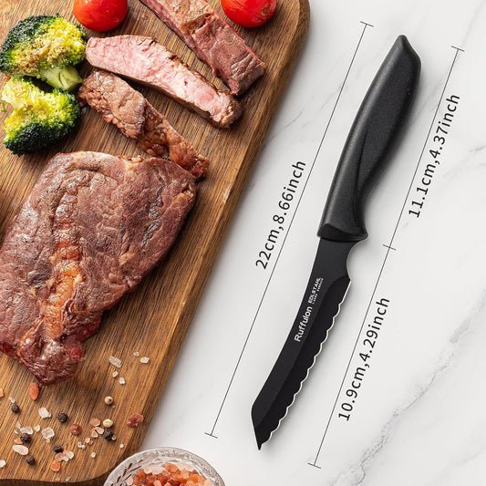 Steak Knives,4 Pieces Steak Knife Set,Sharp Serrated Kitchen Knife,Stainless Steel Table Knife,Ergonomic Handles Dinner Knives,Dishwasher Safe