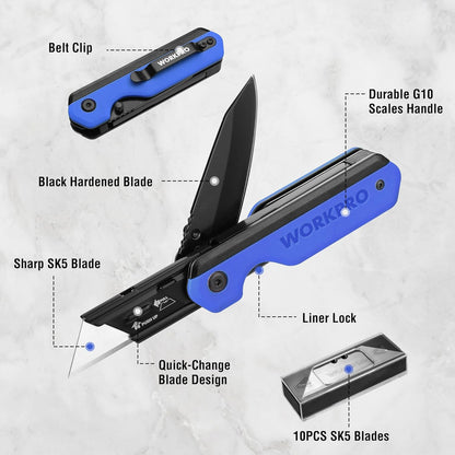 2-in-1 Folding Knife/Utility Knife, Wood Handle