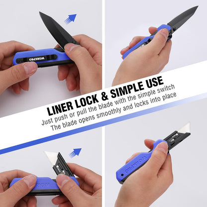 2-in-1 Folding Knife/Utility Knife, Wood Handle