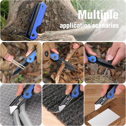 2-in-1 Folding Knife/Utility Knife, Wood Handle