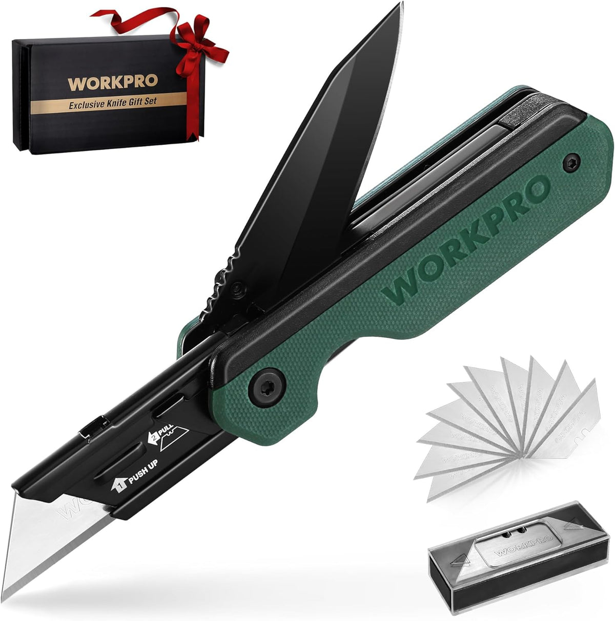 2-in-1 Folding Knife/Utility Knife, Wood Handle