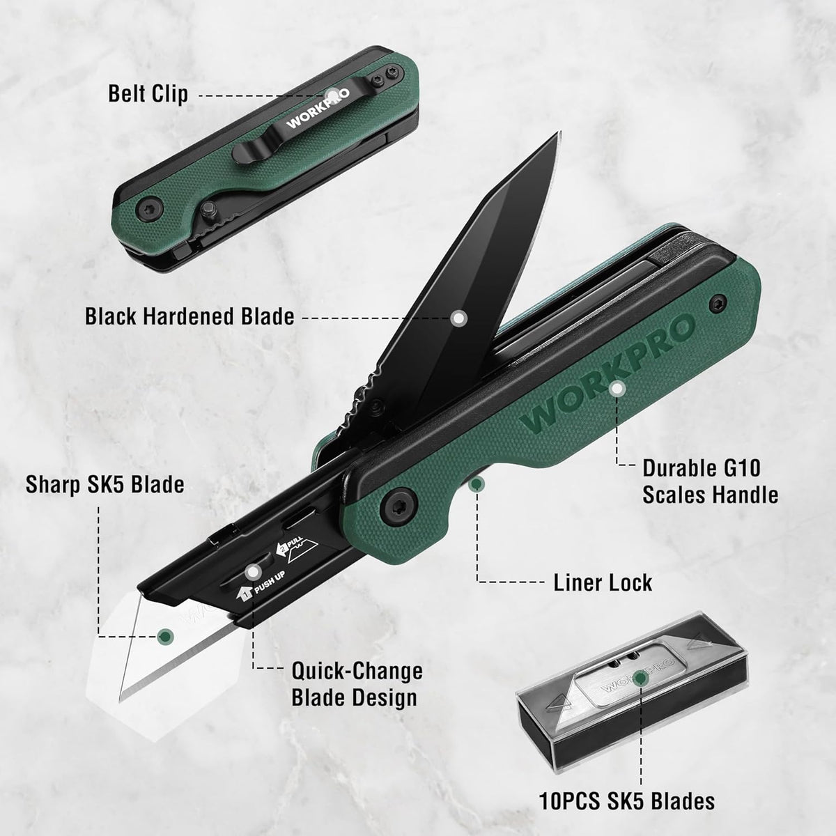 2-in-1 Folding Knife/Utility Knife, Wood Handle