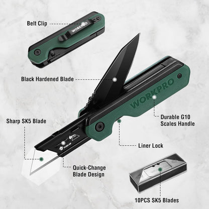 2-in-1 Folding Knife/Utility Knife, Wood Handle