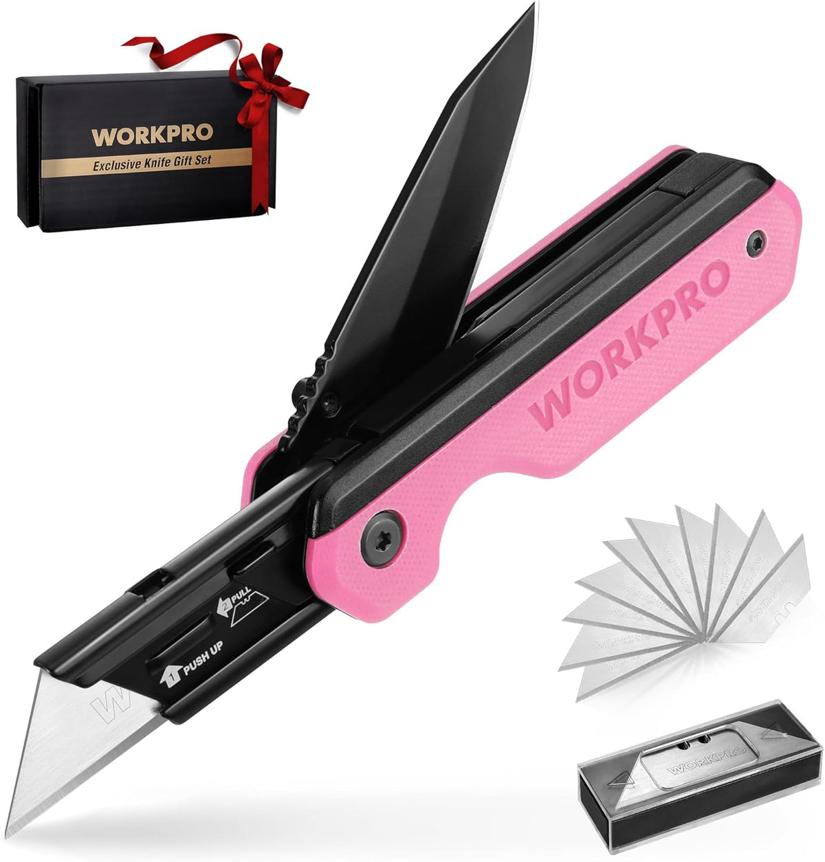 2-in-1 Folding Knife/Utility Knife, Wood Handle