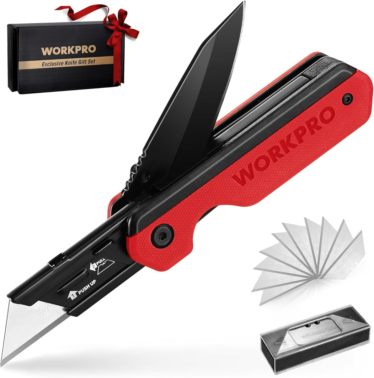2-in-1 Folding Knife/Utility Knife, Wood Handle