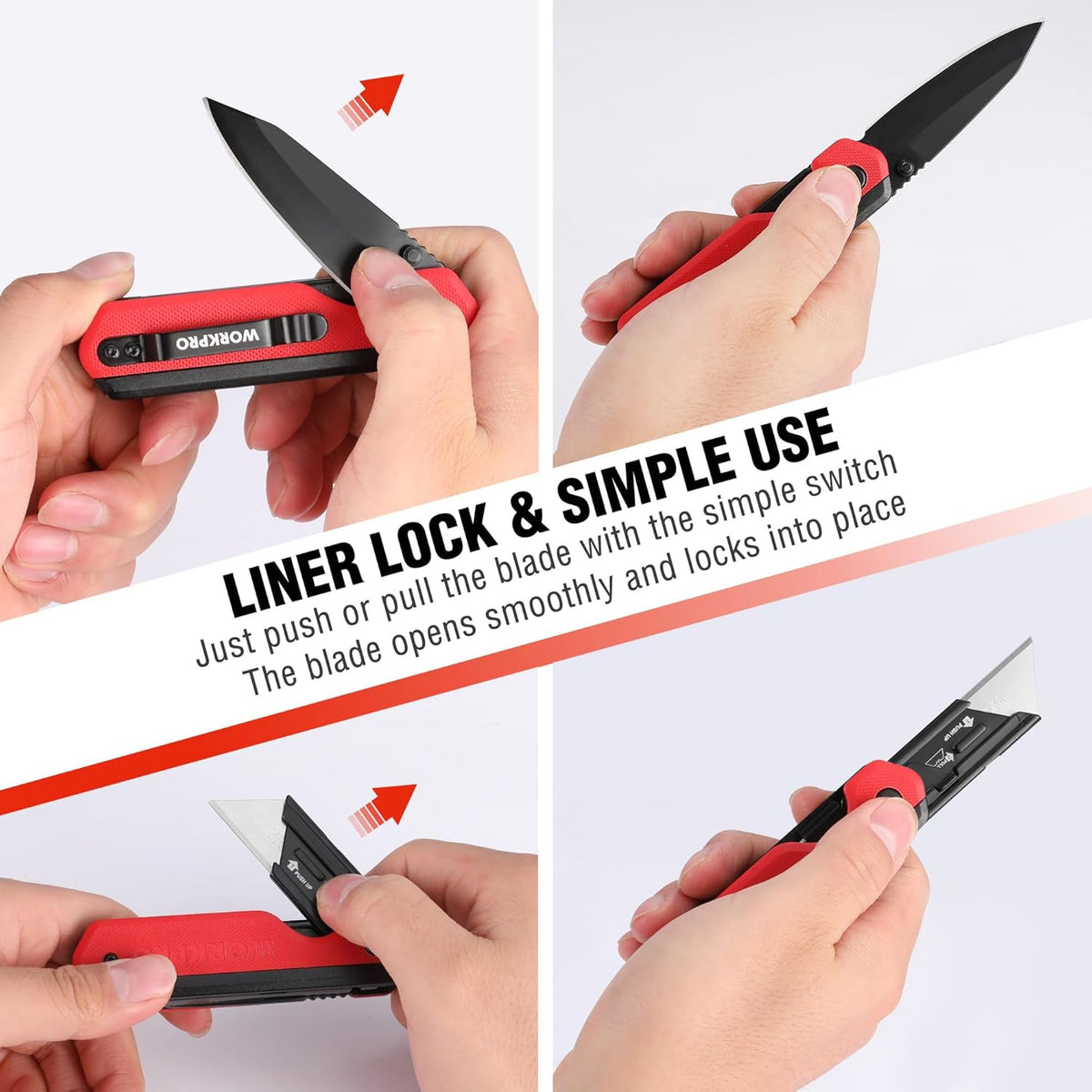 2-in-1 Folding Knife/Utility Knife, Wood Handle