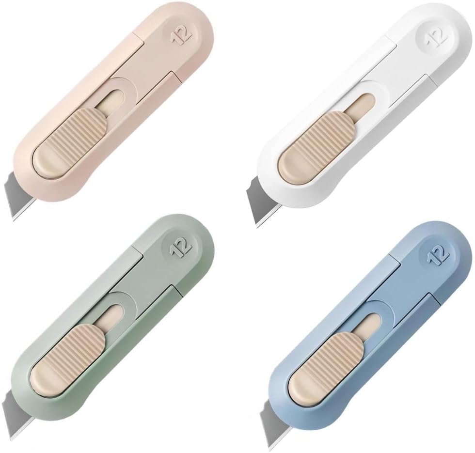 6 Pack Portable Box Cutter,Retractable Utility Knife, Multi-function Cute Box Cutters for Office, Home, Arts Crafts, Cartons, Cardboard, Paper,DIY