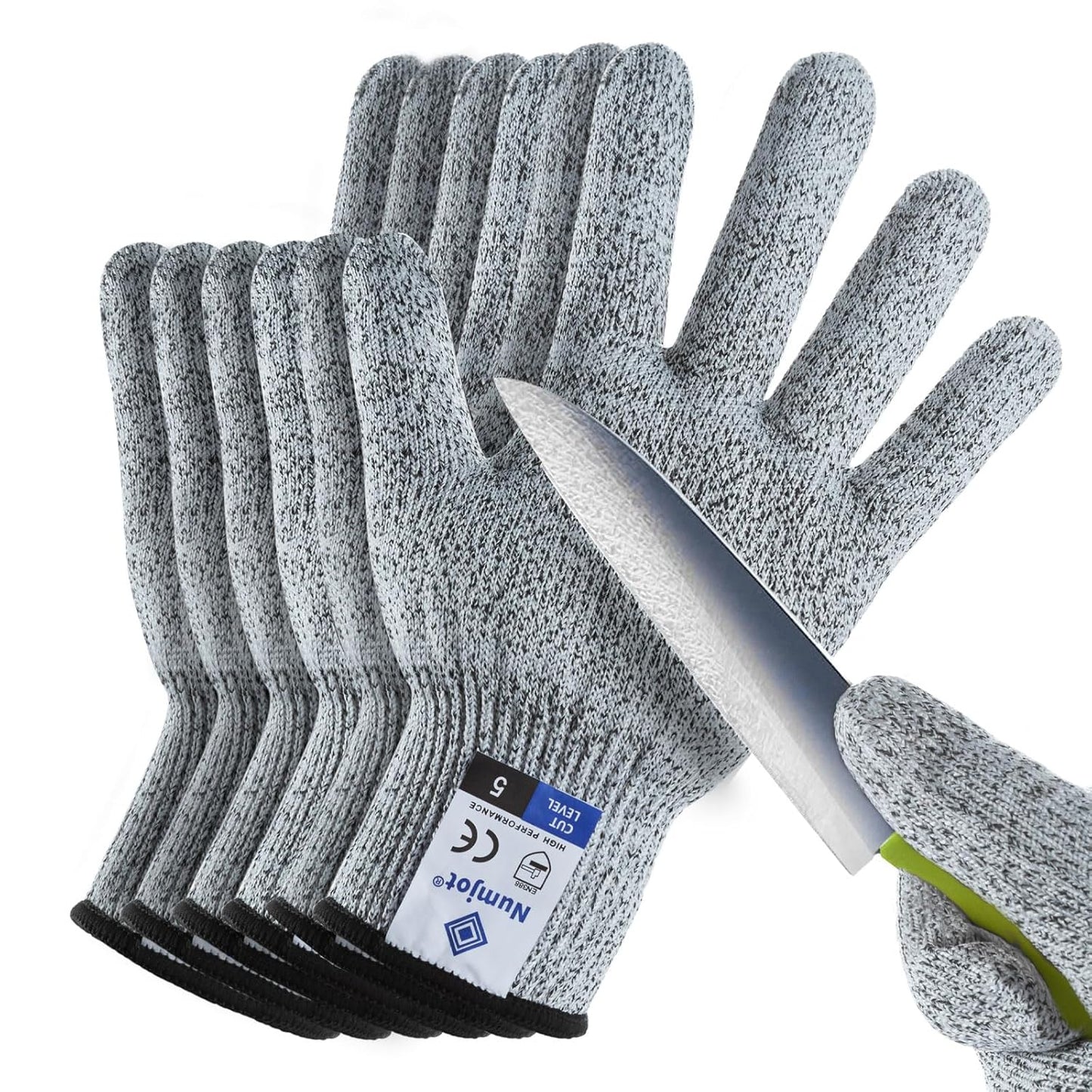 Cutting Gloves,3 Pairs Food Grade Level 5 Protection, Safety Kitchen Cut Gloves for Oyster Shucking, Fish Fillet Processing, Mandolin Slicing, Meat Cutting and Wood Carving(Gray-Large)