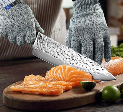 Cutting Gloves,3 Pairs Food Grade Level 5 Protection, Safety Kitchen Cut Gloves for Oyster Shucking, Fish Fillet Processing, Mandolin Slicing, Meat Cutting and Wood Carving(Gray-Large)