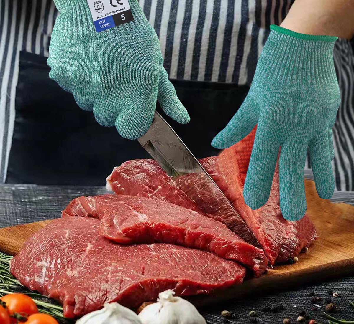 Cutting Gloves,3 Pairs Food Grade Level 5 Protection, Safety Kitchen Cut Gloves for Oyster Shucking, Fish Fillet Processing, Mandolin Slicing, Meat Cutting and Wood Carving(Gray-Large)
