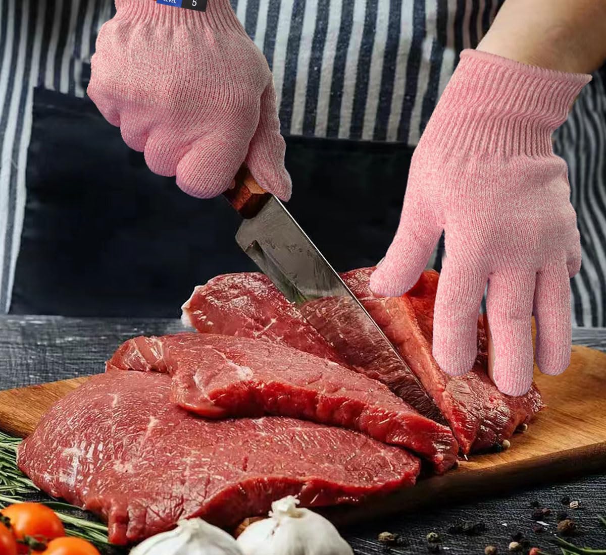 Cutting Gloves,3 Pairs Food Grade Level 5 Protection, Safety Kitchen Cut Gloves for Oyster Shucking, Fish Fillet Processing, Mandolin Slicing, Meat Cutting and Wood Carving(Gray-Large)