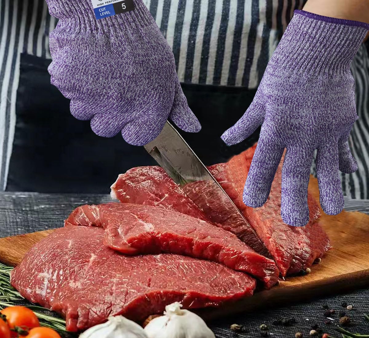 Cutting Gloves,3 Pairs Food Grade Level 5 Protection, Safety Kitchen Cut Gloves for Oyster Shucking, Fish Fillet Processing, Mandolin Slicing, Meat Cutting and Wood Carving(Gray-Large)