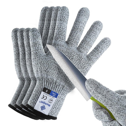 Cutting Gloves,3 Pairs Food Grade Level 5 Protection, Safety Kitchen Cut Gloves for Oyster Shucking, Fish Fillet Processing, Mandolin Slicing, Meat Cutting and Wood Carving(Gray-Large)