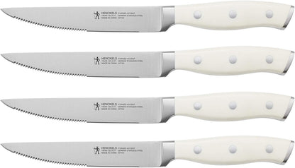 Forged Accent Razor-Sharp Steak Knife Set of 4, Red, German Engineered Knife Informed by over 100 Years of Mastery