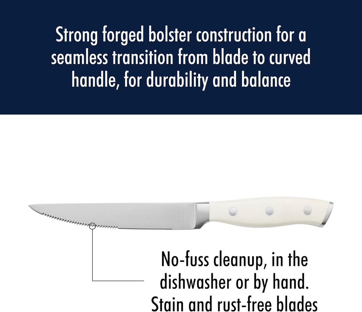 Forged Accent Razor-Sharp Steak Knife Set of 4, Red, German Engineered Knife Informed by over 100 Years of Mastery