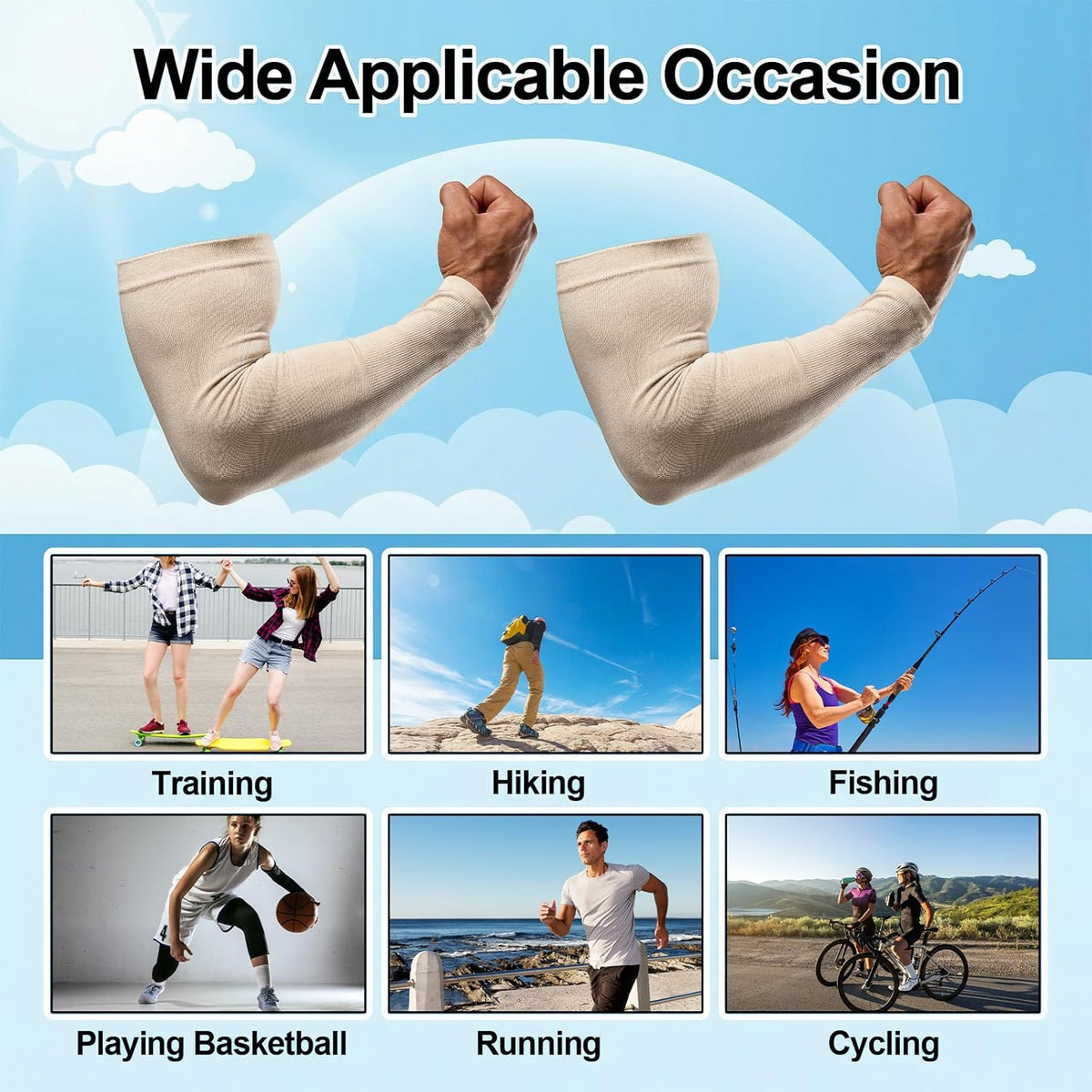 2 Pair Arm Covers for Women, UV Sleeves for Men, Cooling Sun Protection Sleeves, UPF 50 Arm Compression Sleeves Men,Compression Arm Sleeve for Outdoor Work, Sports, Men & Women