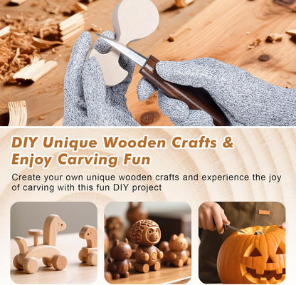 42pcs Wood Carving Tools Kit, Wood Whittling Knife Set for Beginners, Wood Carving Knife Set with 12 Basswood Blocks, Woodworking Kit DIY Hobbies for Adults Spoon Bowl Kuksa Cup
