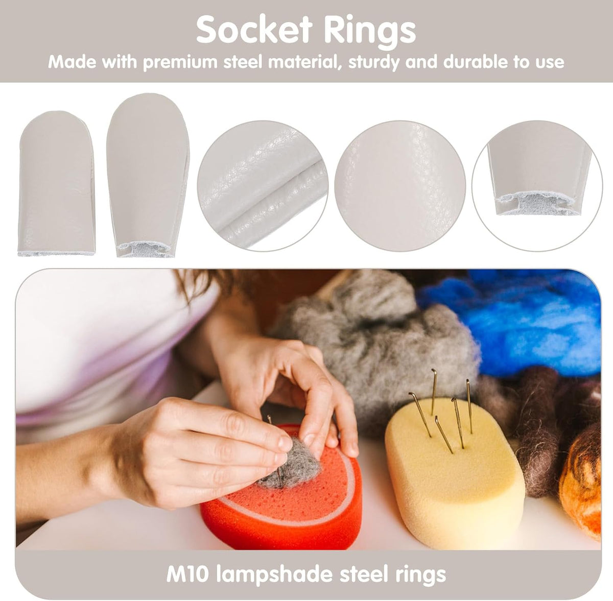 5 Pairs Needle Leather Thimbles for Hand Sewing, Leather Thimble, 2'',3’‘ Felting Finger Guards, Thin Leather Finger Guards, Professional Thimbles for Hand Quilting Craft