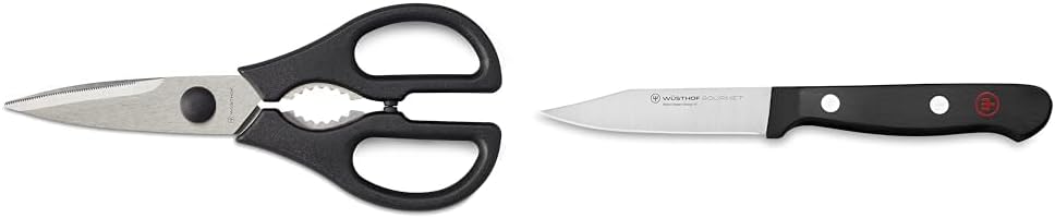 WÜSTHOF Come Apart Kitchen Shears & Gourmet 3" Paring Knife, Black