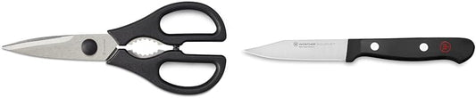 WÜSTHOF Come Apart Kitchen Shears & Gourmet 3" Paring Knife, Black
