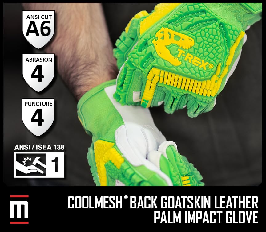 Magid T-REX TRX743 A6 Impact Gloves, Goatskin, 1 Pair, Size 9/Large