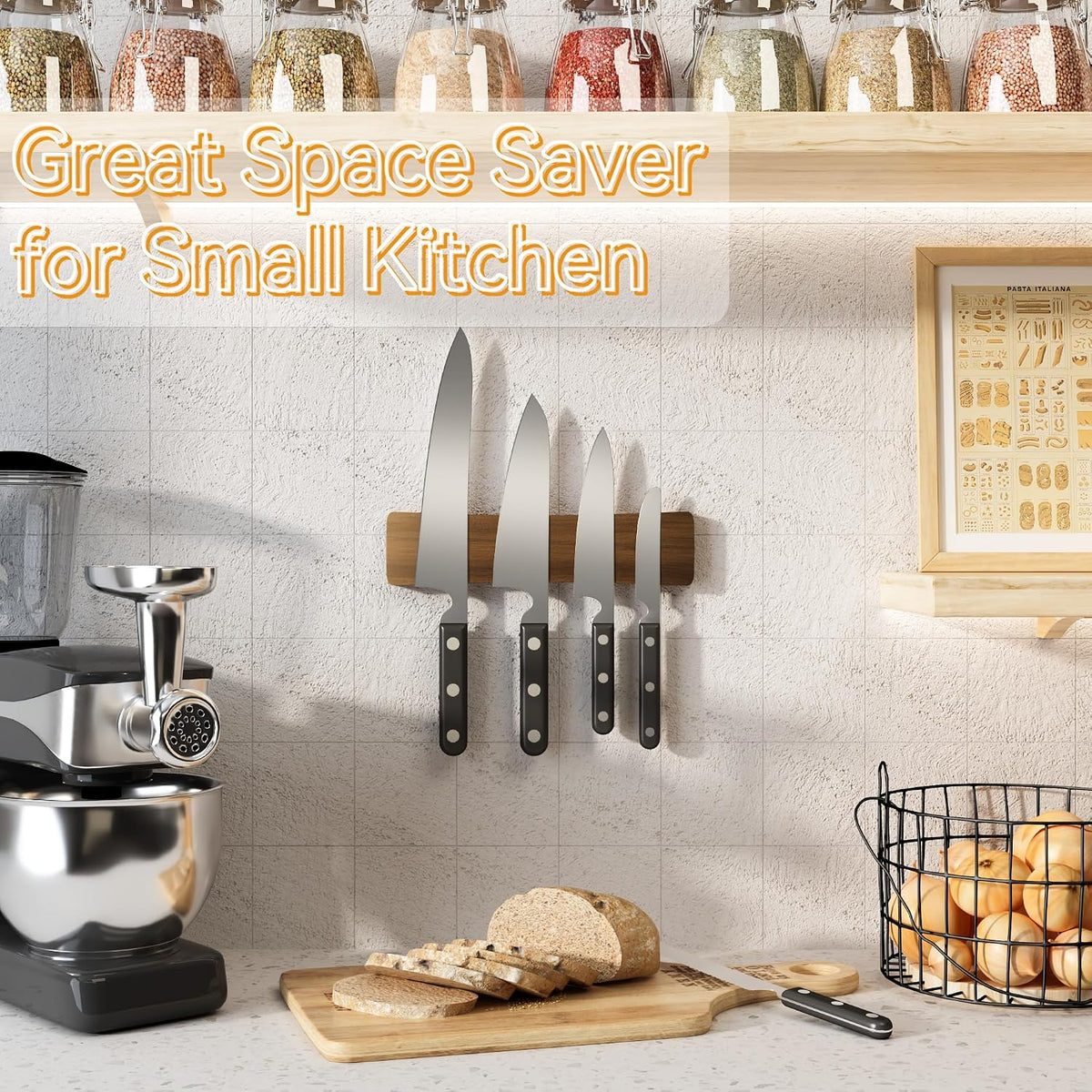 Magnetic Knife Holder for Wall, 16 Inch Acacia Wood Magnetic Knife Strip