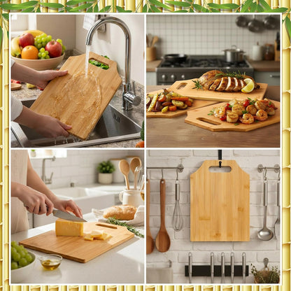 12 Pcs Bamboo Wooden Cutting Board with Handle, 12x9 Inch Hanging Charcuterie Boards Bulk Unfinished Plain Blanks Laser Engraving for Engraving Housewarming Gifts Mother's Day Baby Shower