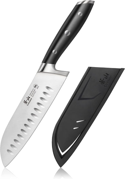 Cangshan ALPS Series 502742 German Steel Forged 7-inch Santoku Knife with Sheath, Black