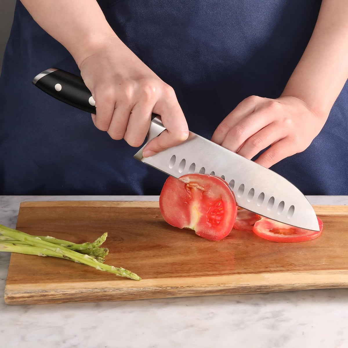 Cangshan ALPS Series 502742 German Steel Forged 7-inch Santoku Knife with Sheath, Black