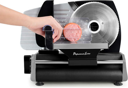 Professional Series Meat Slicer, Cuts Meat, Cheese, Bread, Fruit & Vegetables, Adjustable Slice Thickness, Stainless Steel Blade, Safe Non-Slip Feet, For Home Use, Easy To Clean