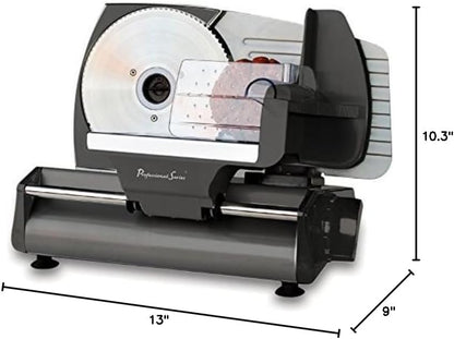 Professional Series Meat Slicer, Cuts Meat, Cheese, Bread, Fruit & Vegetables, Adjustable Slice Thickness, Stainless Steel Blade, Safe Non-Slip Feet, For Home Use, Easy To Clean