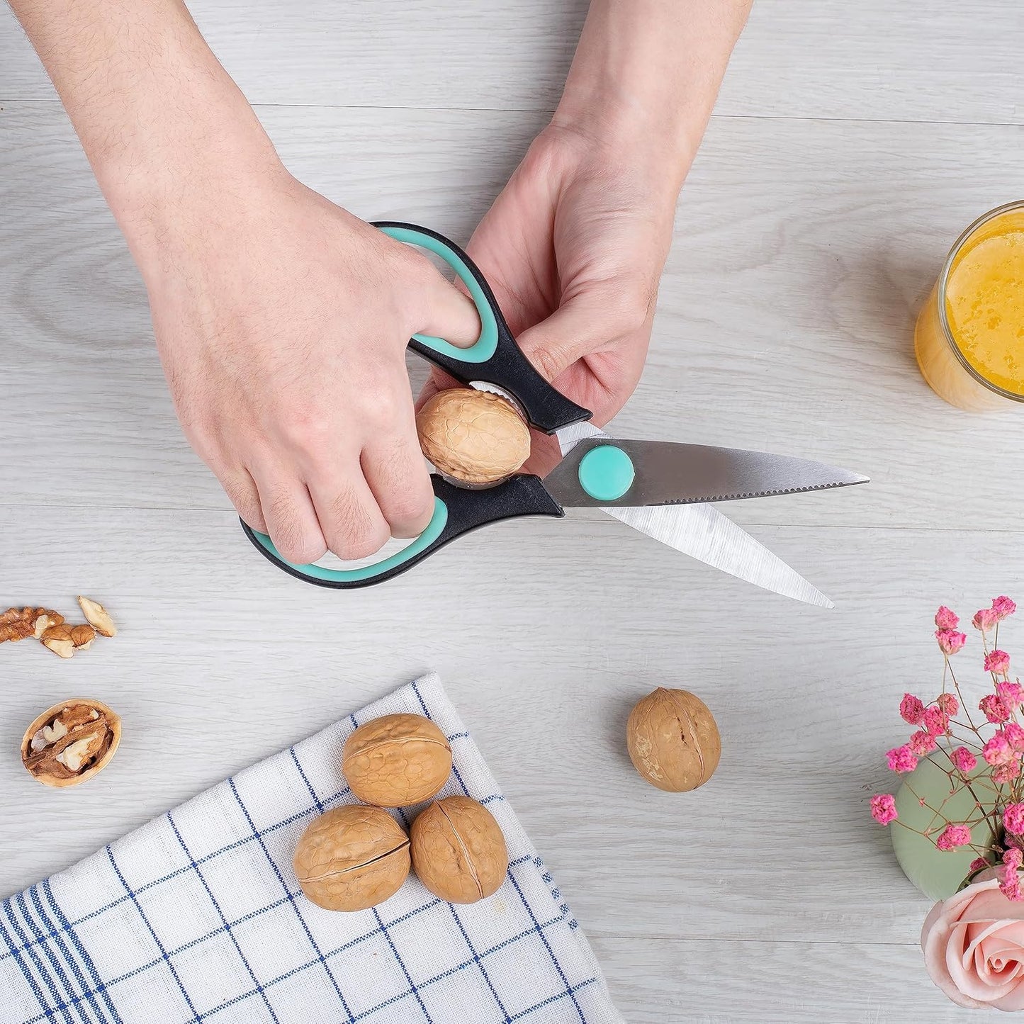 All Purpose Kitchen Shears with Protective Sheath, 8 Inch | Dishwasher Safe, Stainless Steel Food Scissors with Micro-Serrated Blades, Soft Grip Comfort Handle