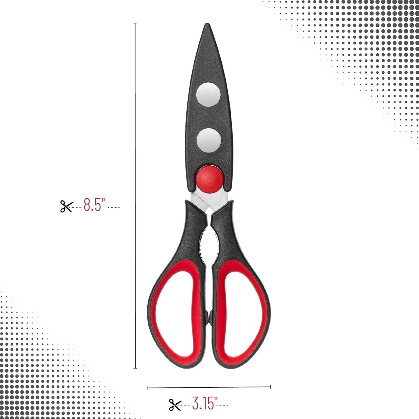 All Purpose Kitchen Shears with Protective Sheath, 8 Inch | Dishwasher Safe, Stainless Steel Food Scissors with Micro-Serrated Blades, Soft Grip Comfort Handle