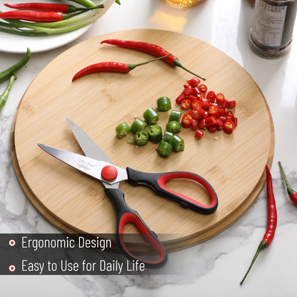 All Purpose Kitchen Shears with Protective Sheath, 8 Inch | Dishwasher Safe, Stainless Steel Food Scissors with Micro-Serrated Blades, Soft Grip Comfort Handle