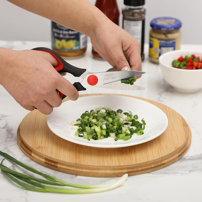 All Purpose Kitchen Shears with Protective Sheath, 8 Inch | Dishwasher Safe, Stainless Steel Food Scissors with Micro-Serrated Blades, Soft Grip Comfort Handle