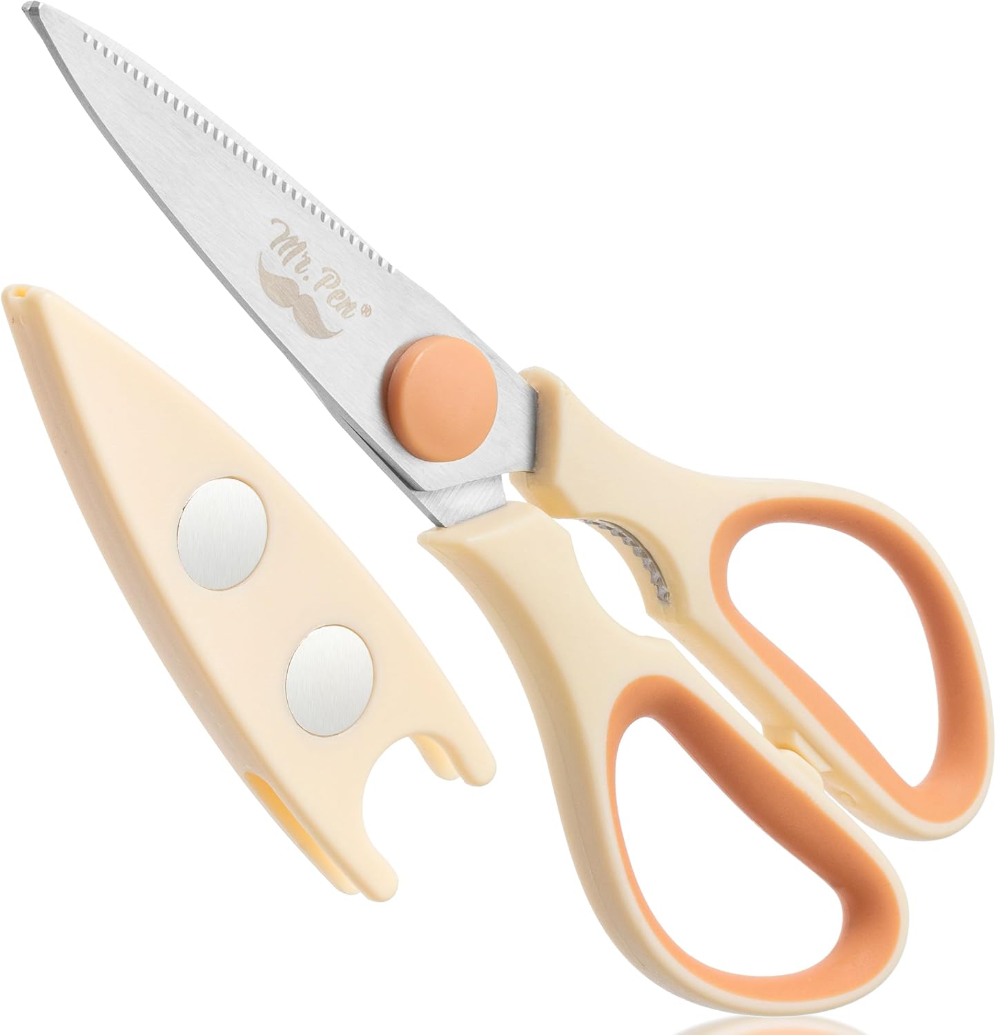 All Purpose Kitchen Shears with Protective Sheath, 8 Inch | Dishwasher Safe, Stainless Steel Food Scissors with Micro-Serrated Blades, Soft Grip Comfort Handle