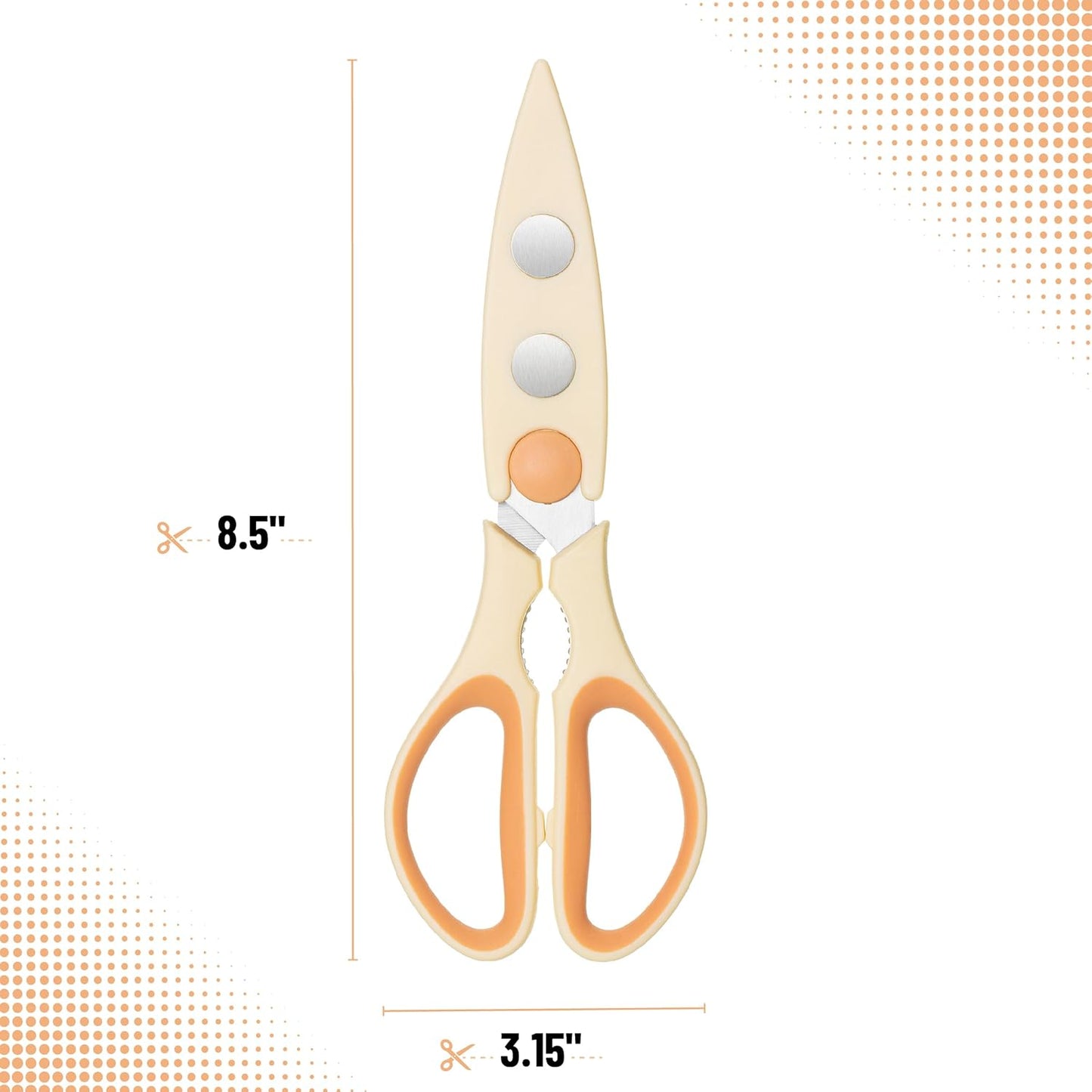 All Purpose Kitchen Shears with Protective Sheath, 8 Inch | Dishwasher Safe, Stainless Steel Food Scissors with Micro-Serrated Blades, Soft Grip Comfort Handle