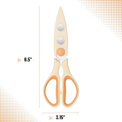 All Purpose Kitchen Shears with Protective Sheath, 8 Inch | Dishwasher Safe, Stainless Steel Food Scissors with Micro-Serrated Blades, Soft Grip Comfort Handle