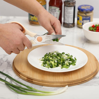 All Purpose Kitchen Shears with Protective Sheath, 8 Inch | Dishwasher Safe, Stainless Steel Food Scissors with Micro-Serrated Blades, Soft Grip Comfort Handle