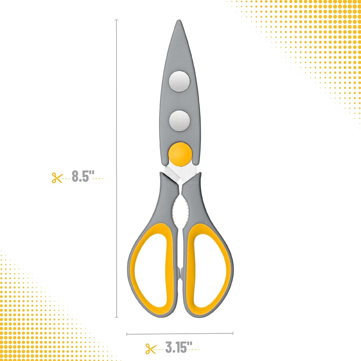 All Purpose Kitchen Shears with Protective Sheath, 8 Inch | Dishwasher Safe, Stainless Steel Food Scissors with Micro-Serrated Blades, Soft Grip Comfort Handle
