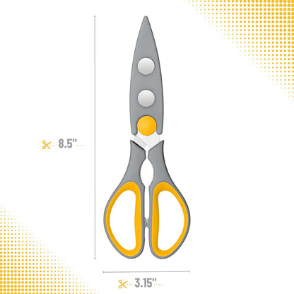 All Purpose Kitchen Shears with Protective Sheath, 8 Inch | Dishwasher Safe, Stainless Steel Food Scissors with Micro-Serrated Blades, Soft Grip Comfort Handle