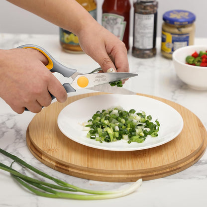All Purpose Kitchen Shears with Protective Sheath, 8 Inch | Dishwasher Safe, Stainless Steel Food Scissors with Micro-Serrated Blades, Soft Grip Comfort Handle