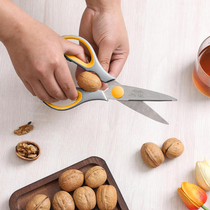 All Purpose Kitchen Shears with Protective Sheath, 8 Inch | Dishwasher Safe, Stainless Steel Food Scissors with Micro-Serrated Blades, Soft Grip Comfort Handle