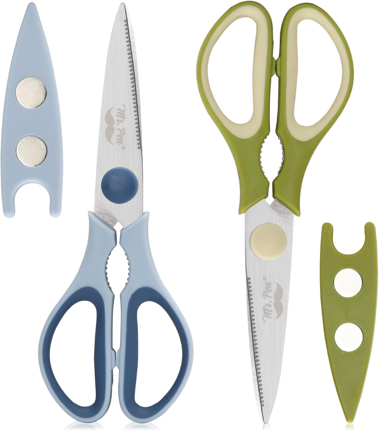 All Purpose Kitchen Shears with Protective Sheath, 8 Inch | Dishwasher Safe, Stainless Steel Food Scissors with Micro-Serrated Blades, Soft Grip Comfort Handle