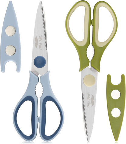 All Purpose Kitchen Shears with Protective Sheath, 8 Inch | Dishwasher Safe, Stainless Steel Food Scissors with Micro-Serrated Blades, Soft Grip Comfort Handle