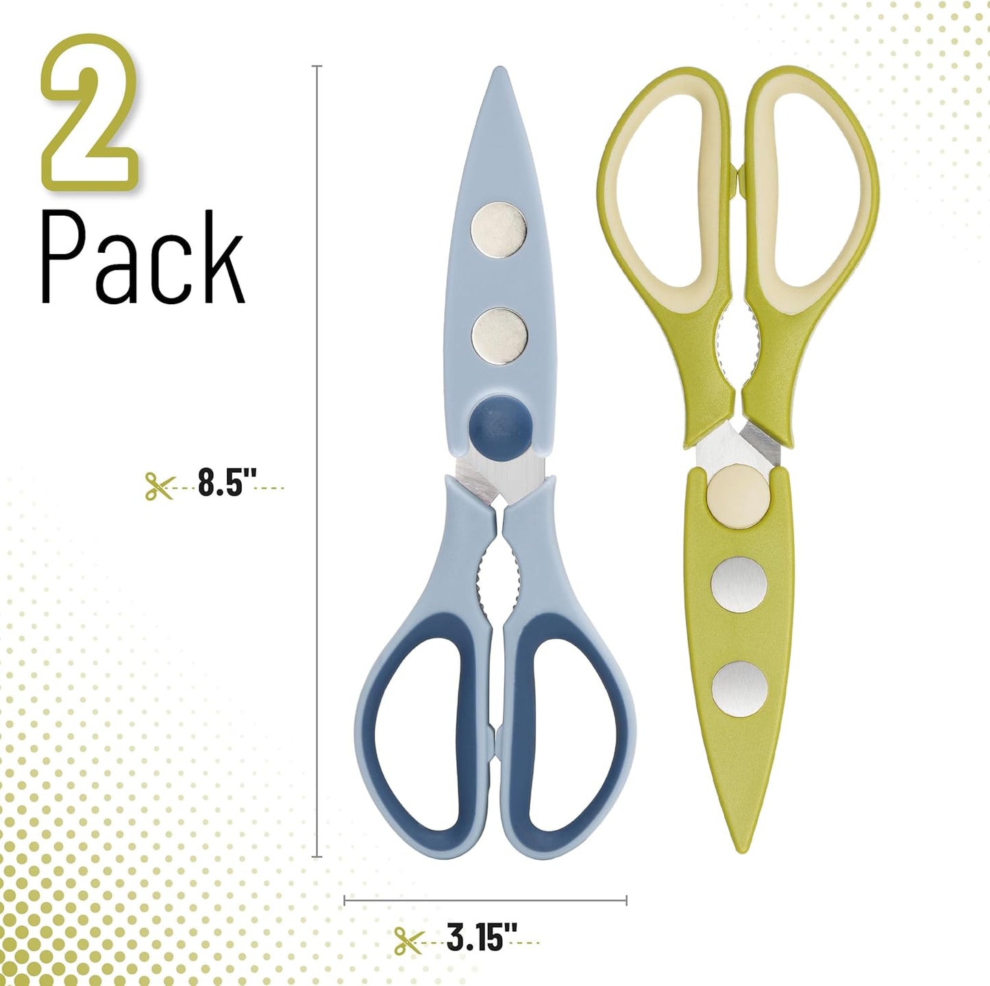 All Purpose Kitchen Shears with Protective Sheath, 8 Inch | Dishwasher Safe, Stainless Steel Food Scissors with Micro-Serrated Blades, Soft Grip Comfort Handle